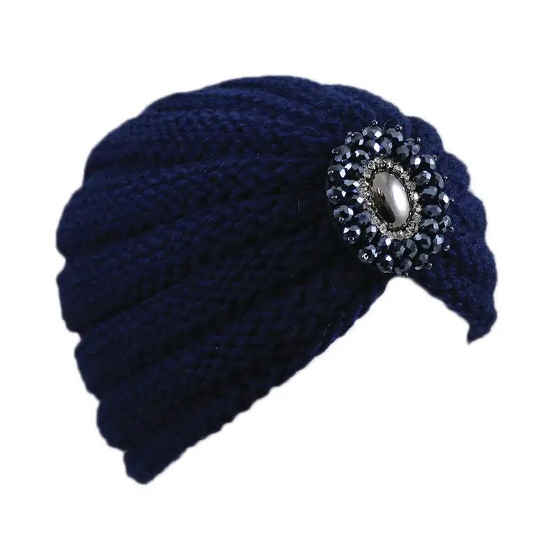 Turban Hat, JEANNE Knitted Navy