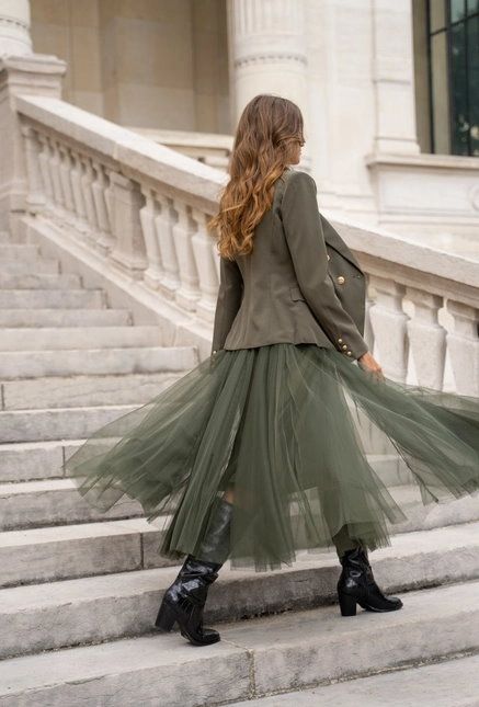 Tulle Skirt, PARIS Khaki