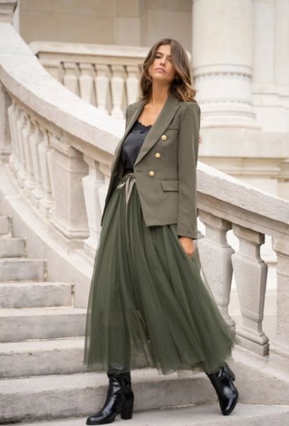 Tulle Skirt, PARIS Khaki