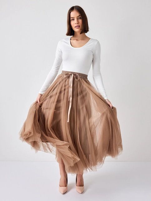 Tulle Skirt, PARIS Taupe