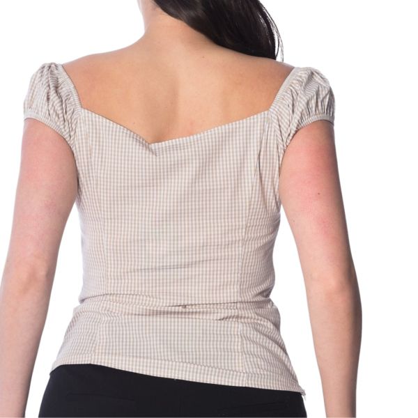 Top, SWEETHEART GINGHAM Stone (1324)