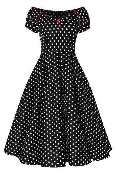 Swing Dress, LILY 50s Black Polka (873-30) 