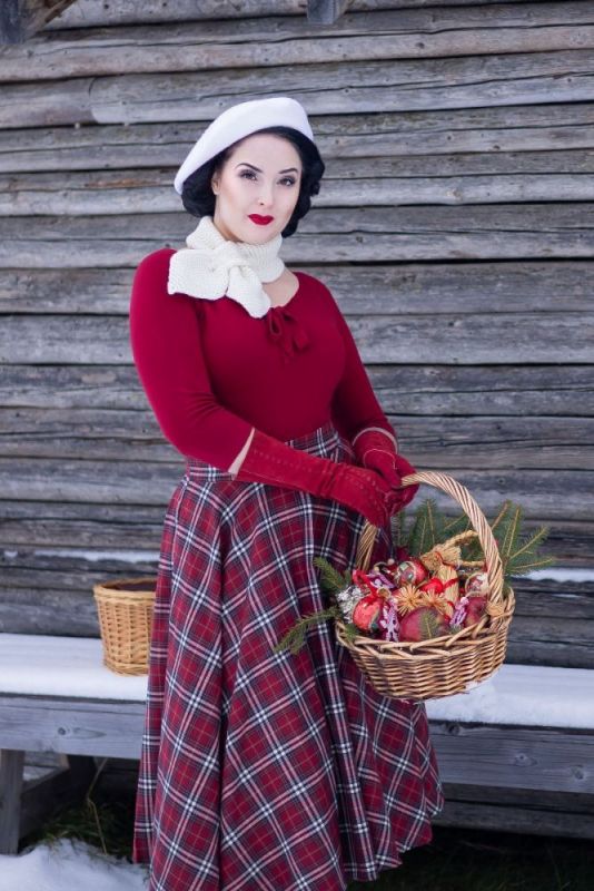Swing Skirt, TARTAN Burgundy (25380) 