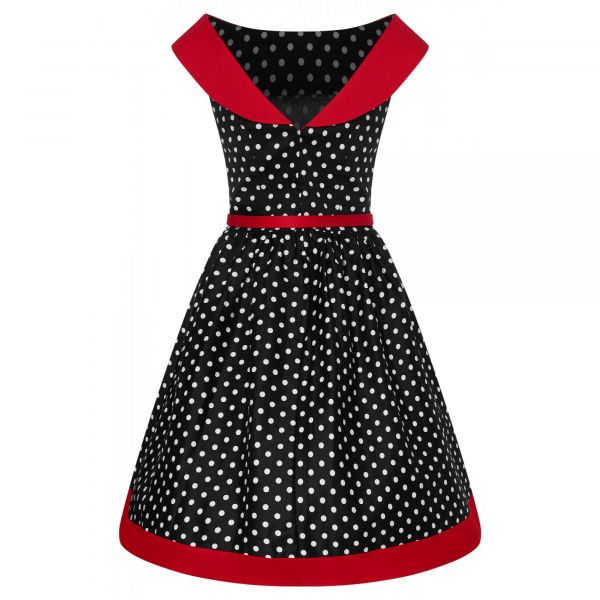Swing Dress, CINDY Black Polka&Red (751-2)