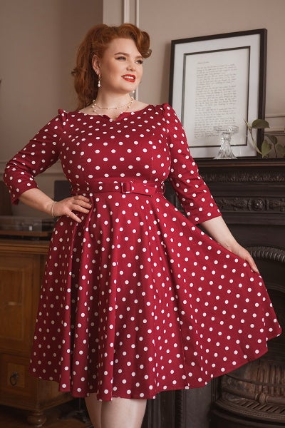 Kellomekko, ROSETTA Viininpunainen Polkadot (955)