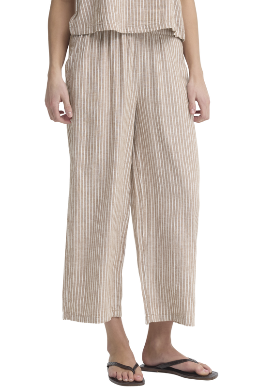 Pellavahousut, FALAKKA Crop Woodsmoke Stripe