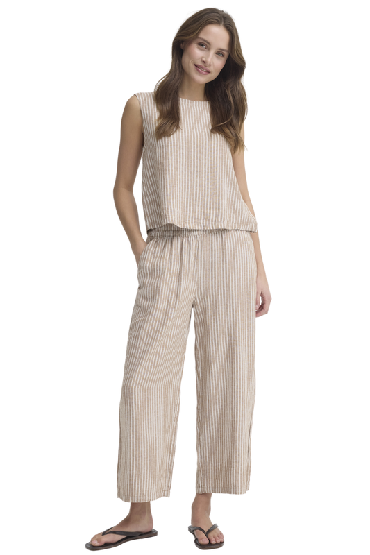 Pellavahousut, FALAKKA Crop Woodsmoke Stripe