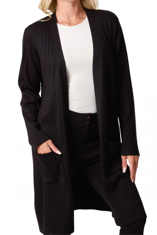 Pitk&auml; neuletakki, CHILLIN Musta